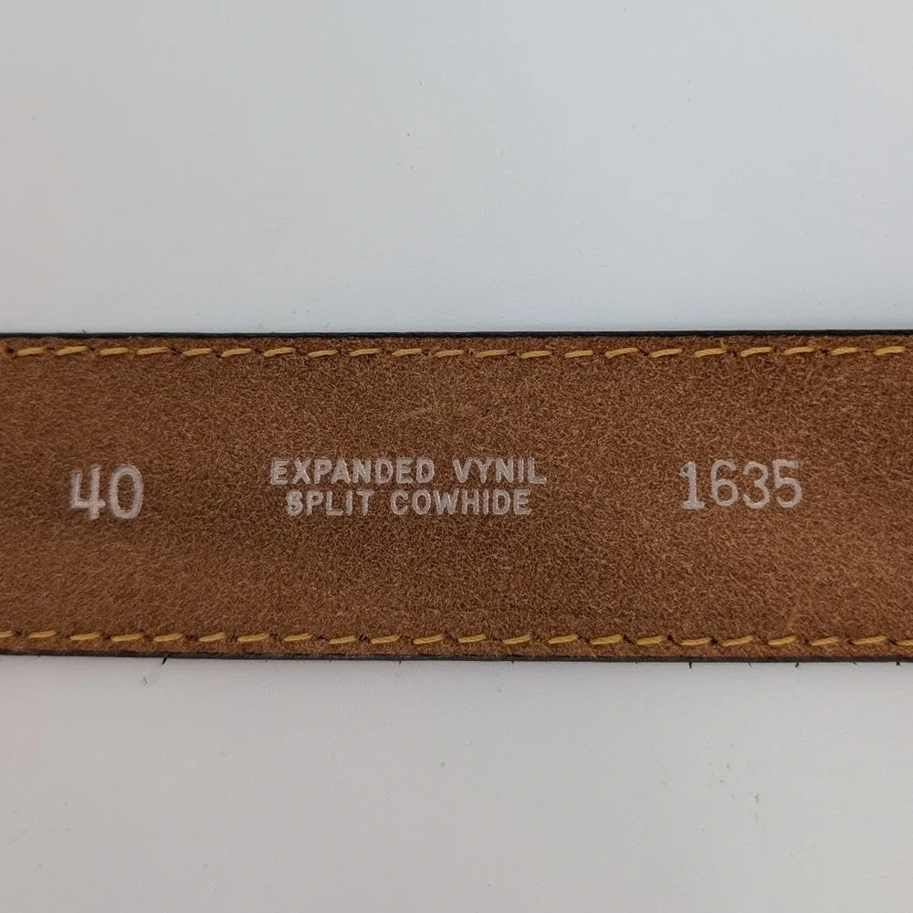 VTG Studded Leather Belt Men 40 Brown Brass Buckle Western Rustic‎ Cowboy Moto